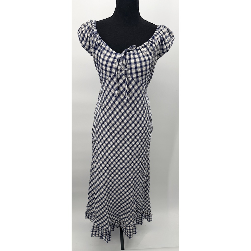 Universal Thread Midi Dress Women XS Navy Gingham NEW NWT Ruffle Hem Cottagecore